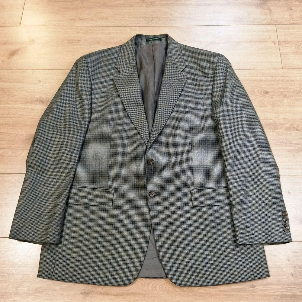 Ralph Lauren Blazer Mens 43R Gray Check Sport Coat Jacket Wool Silk Canada